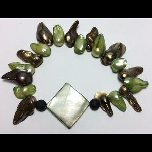 Abalone shell with Lava bracelet